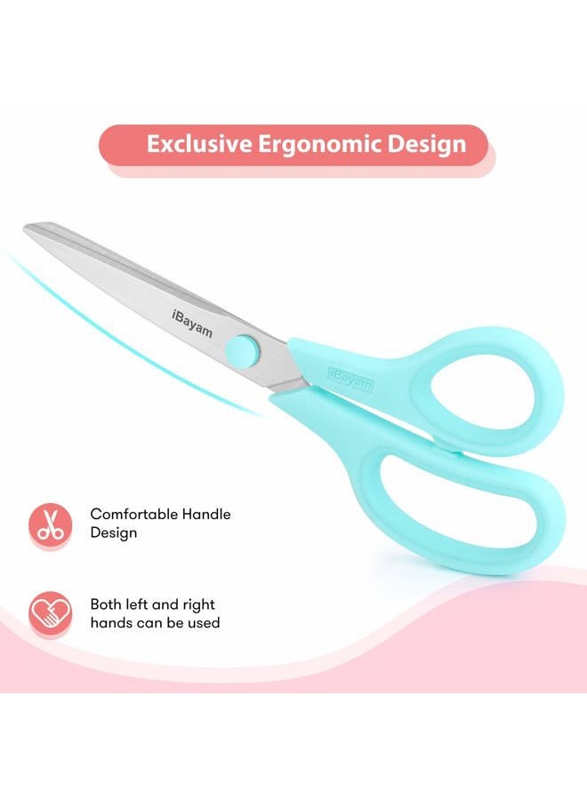 iBayam Scissors, 8" All Purpose Scissors Bulk 3-Pack, Ultra Sharp 2.5mm Thick Blade Shears Comfort-Grip Scissors for Office Desk Accessories Sewing Fabric Home Craft School Supplies, Right/Left Handed - Image 3