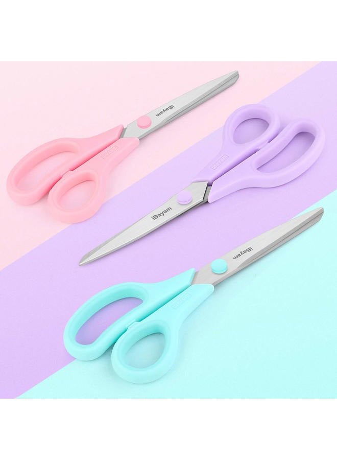 iBayam Scissors, 8" All Purpose Scissors Bulk 3-Pack, Ultra Sharp 2.5mm Thick Blade Shears Comfort-Grip Scissors for Office Desk Accessories Sewing Fabric Home Craft School Supplies, Right/Left Handed - Image 2