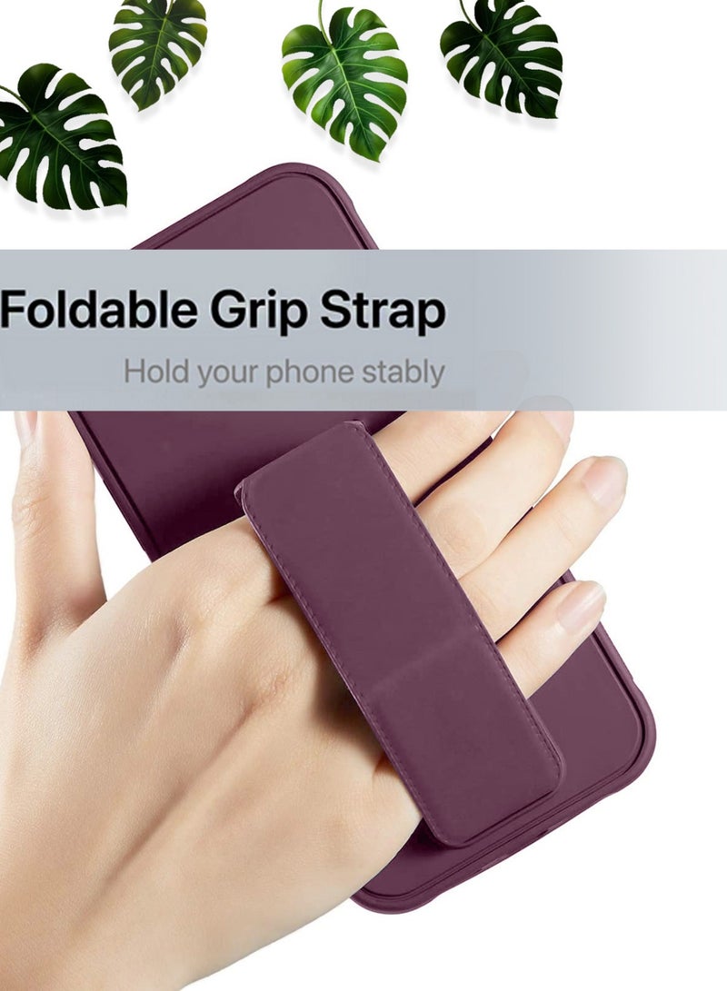 Techie Premium Silicone Magnetic Secure Hand Grip Case Holder with Foldable Kickstand for Xiaomi Redmi 13C 4G – Dark Maroon  - Image 2