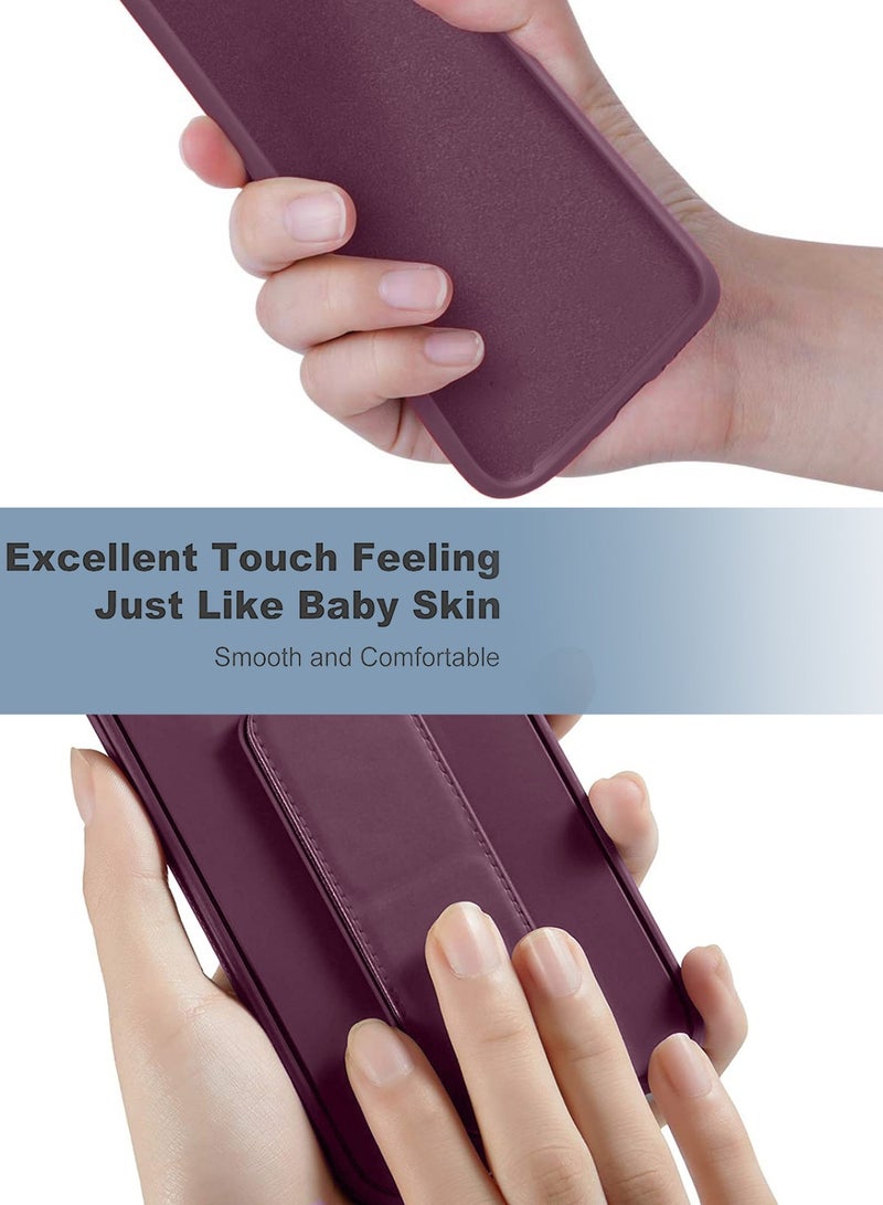 Techie Premium Silicone Magnetic Secure Hand Grip Case Holder with Foldable Kickstand for Xiaomi Redmi 13C 4G – Dark Maroon  - Image 3