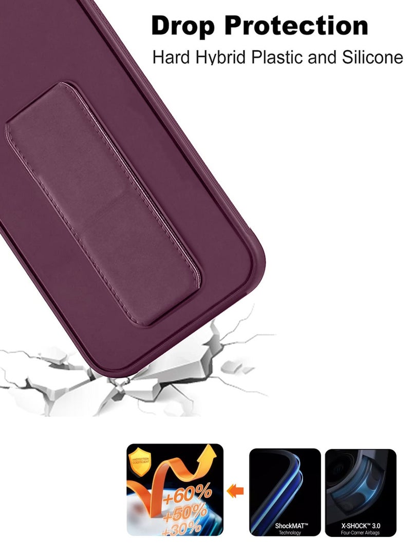 Techie Premium Silicone Magnetic Secure Hand Grip Case Holder with Foldable Kickstand for Xiaomi Redmi 13C 4G – Dark Maroon  - Image 4