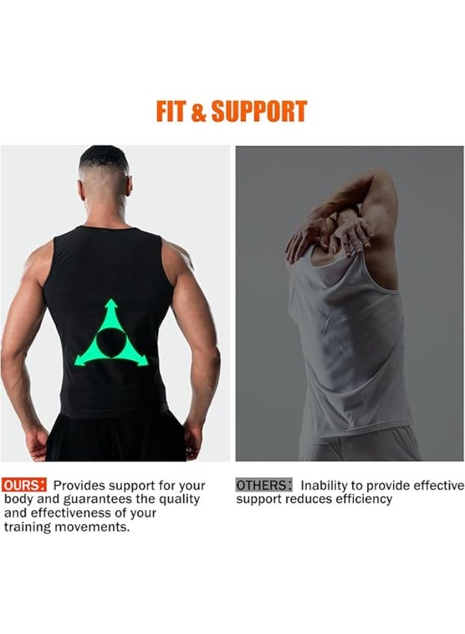 بتيمفم سترة ساونا رجالية، توب رياضي حابس للحرارة، قميص رياضي بدون أكمام، قميص رياضي بسحاب لشدّ الجسم وخسارة الوزن. - Image 4