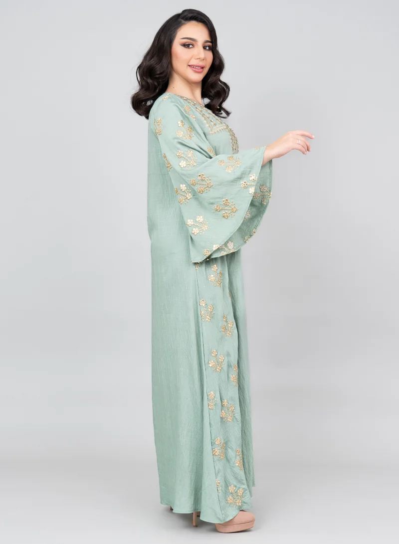 IKKXA Radiant Embroidered Jalabiya IK1019 Green