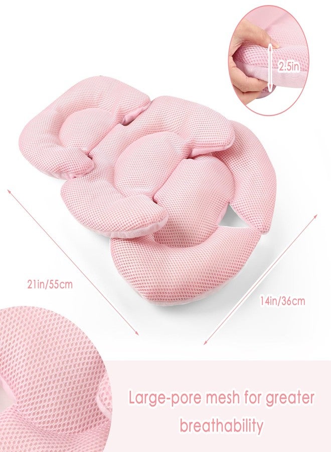 WINGHENLEE Infant Car Seat Insert for Newborn Girls Boys, Summer Mesh Baby Carseat Head Inserts with Strap Pads, Soft Reversible Baby Car Seat Insert Cushion Pad for Stroller, Bouncer, Swing, High Chair, Pink - Image 3