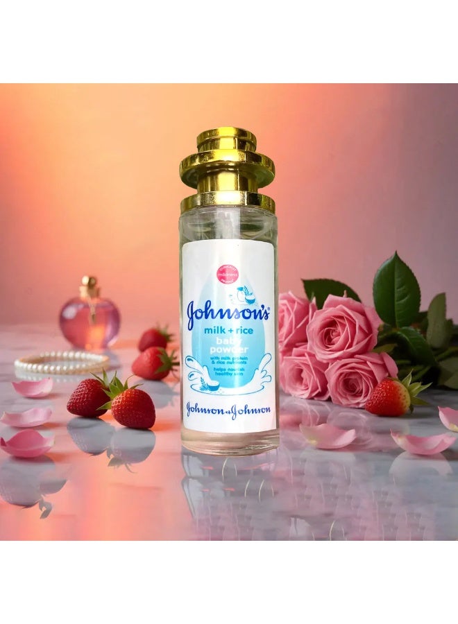Johnson's Baby Milk and Rice Baby Powder Inspired Fragrance Perfume with Soft Powdery Aroma, Gentle Sweet Scent, Long Lasting Freshness, Elegant Glass Bottle for Women and Everyday Personal Use - Image 1