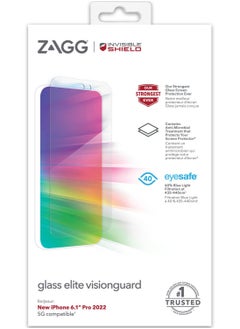 InvisibleShield Glass Elite Visionguard for iPhone 14 PRO Tempered Glass Screen Protector Anti Blue - Case Friendly  - Image 2