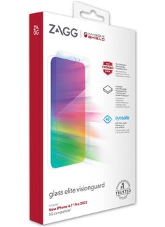 InvisibleShield Glass Elite Visionguard for iPhone 14 PRO Tempered Glass Screen Protector Anti Blue - Case Friendly  - Image 1