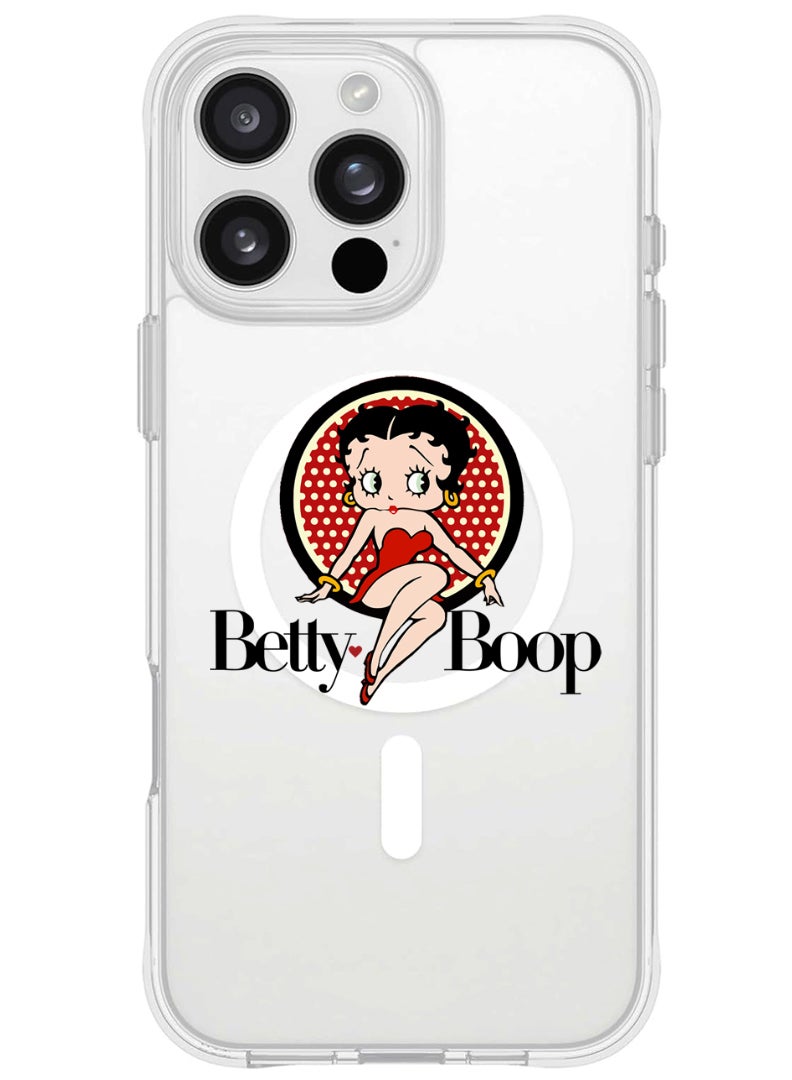 Theodor iPhone 16 Pro Max Magsafe Magnetic Case for iPhone Compatible with Wireless Charging, Shockproof Phone Bumper Cover - Betty Boop - Image 1