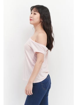 BCBGeneration Women Boat Neck Cold Sleeves Plain Top, Pink  - Image 2