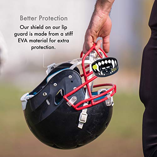 DAMAGE CONTROL Pacifier Mouthpiece – Football Mouthguard with Helmet Strap, Protects Teeth, Jaw & Mouth – Mouth Piece for Sports, No Boiling, Allows Airflow – Gear for Adults & Youth (Fangs) - Image 4