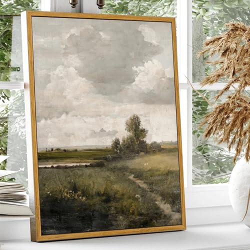 KBKBART Vintage Landscape Wall Art Framed, Retro European Landscape Oil Painting, Rustic Farmhouse Decor, Vintage Art Pictures Print for Bathroom Wall Decor Bedroom Living Room(12"x16") - Image 4