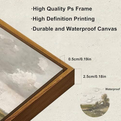 KBKBART Vintage Landscape Wall Art Framed, Retro European Landscape Oil Painting, Rustic Farmhouse Decor, Vintage Art Pictures Print for Bathroom Wall Decor Bedroom Living Room(12"x16") - Image 3