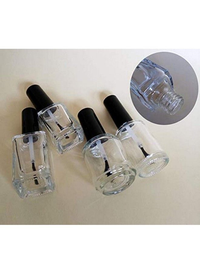 Elandy - 10Pcs 15Ml/0.5Oz Empty Round Clear Nail Polish Glass Bottles With Brush Black Cap Small Nail Vials Travel Trial Packing Container Liquid Blush Storage Holder Dispenser For Nail Art - Image 1
