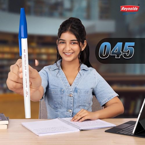 Reynolds 045 CARBURE 50 CT JAR BLUE I Lightweight Ball Pen With Comfortable Grip for Extra Smooth Writing I School and Office Stationery | 0.7mm Tip Size - Image 2