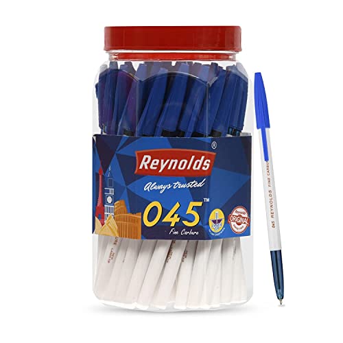 Reynolds 045 CARBURE 50 CT JAR BLUE I Lightweight Ball Pen With Comfortable Grip for Extra Smooth Writing I School and Office Stationery | 0.7mm Tip Size - Image 1