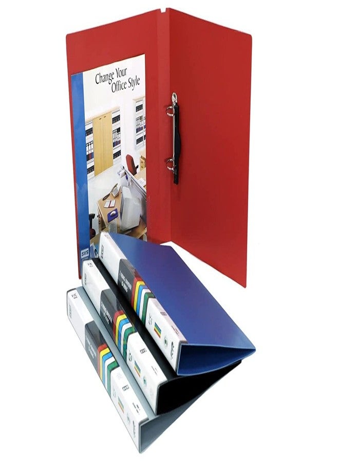 HATHIYANI Ring Binder File 2D Full Scape Size Tough Durable/Folder for Office documents and Certificate Plastic File/Ring Binder Box File Black, Blue, Grey, RED (Pack of 4) - Image 1