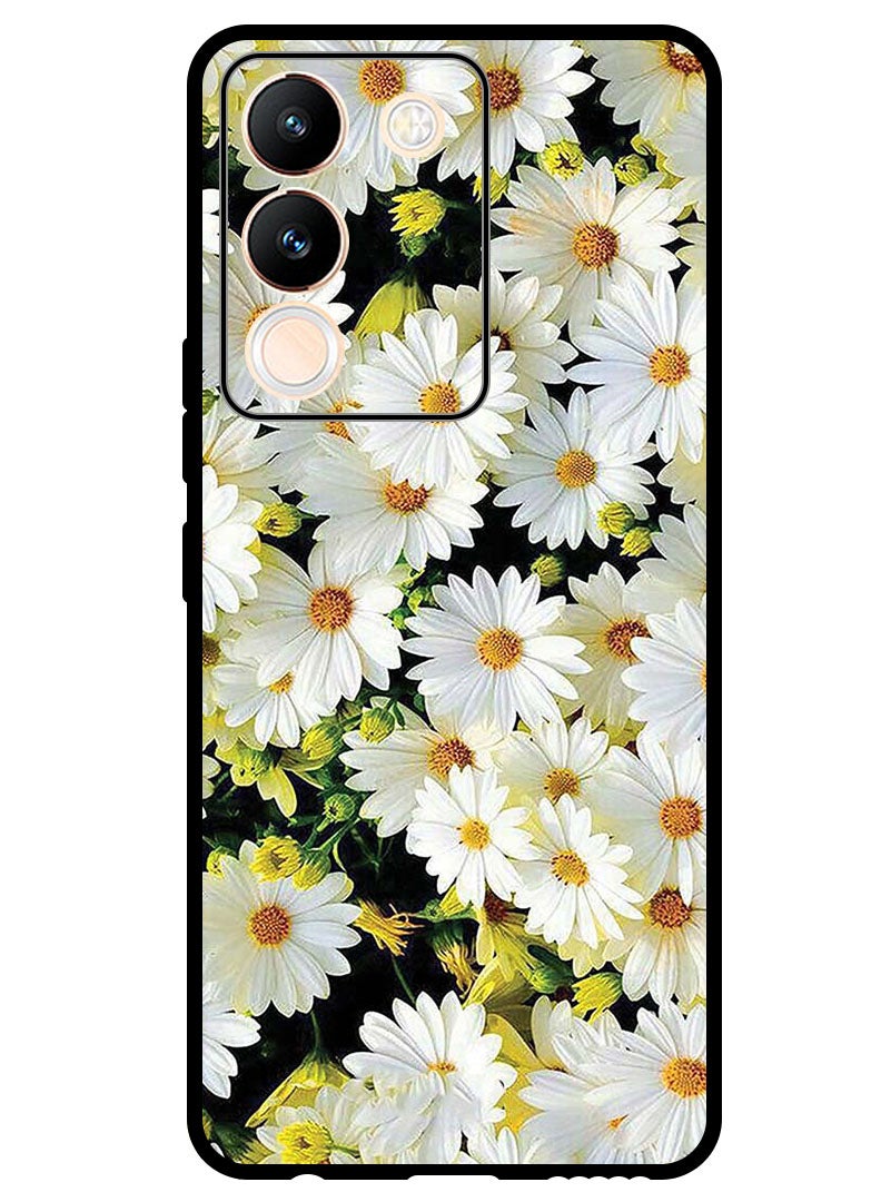 Theodor Protective Case Anti Scratch Shock Proof Bumper Cover For Vivo V29e White Flowers - Image 1