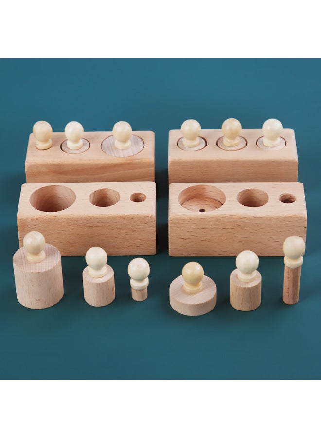 Wooden Mini Beech Socket Cylinder Young Children Montessori Early Education Size Matching Hand-Eye Coordination Science And Education Toy-Color:Color-mini Plug Cylinder - Image 4