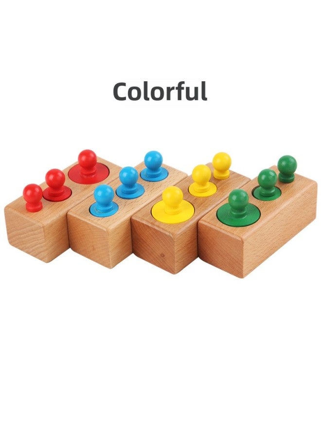 Wooden Mini Beech Socket Cylinder Young Children Montessori Early Education Size Matching Hand-Eye Coordination Science And Education Toy-Color:Color-mini Plug Cylinder - Image 1