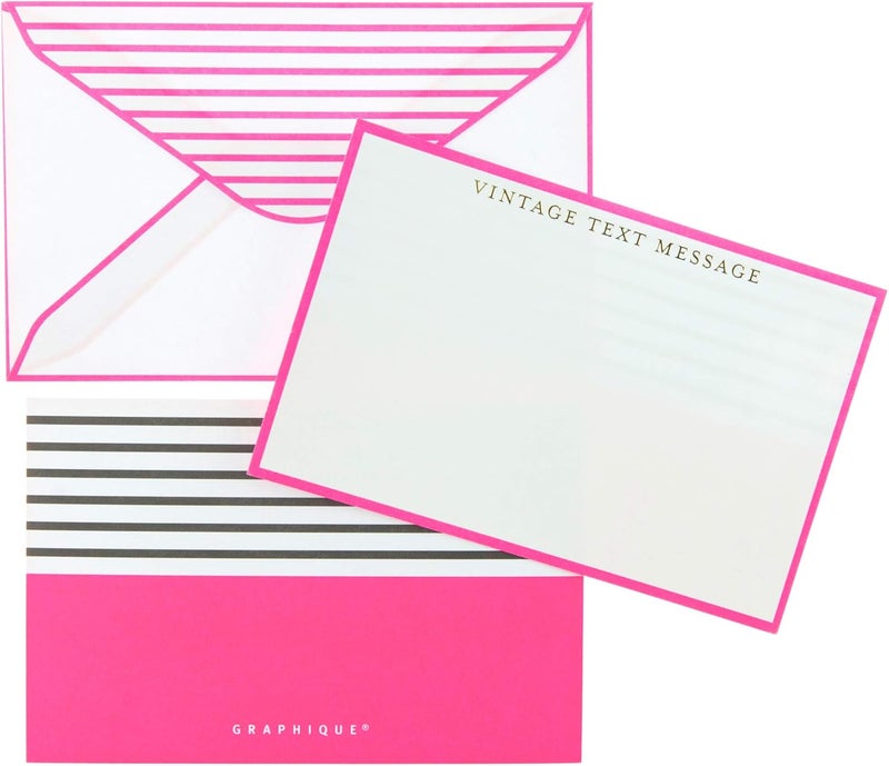 Graphique Vintage Text Flat Notes, "Vintage Text Message" Message – Note Card Stationery Embellished w/ Gold Foil, 50 Note Cards, Matching Envelopes for Thank You Notes and Invitations, 5.625" x 3.5" - Image 2