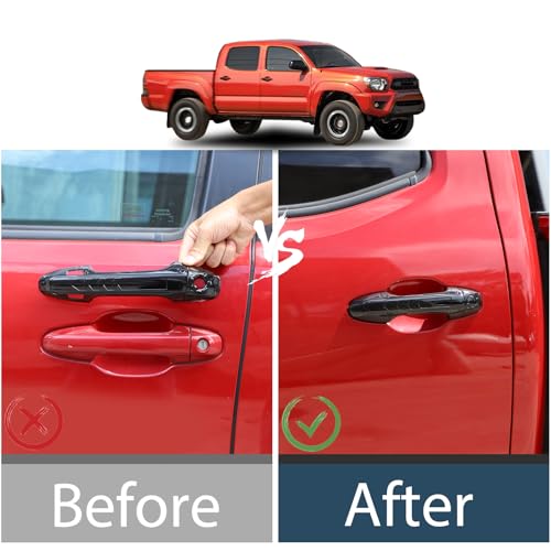 Lcojicep ABS Exterior Door Handle Protector Trim Frame Cover Compatible with Tacoma 2006-2015,Door Handle Cover,Car Door Handle Cover Frame Trim (Piano Black(Style B)) - Image 2