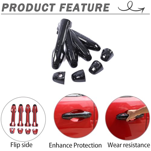 Lcojicep ABS Exterior Door Handle Protector Trim Frame Cover Compatible with Tacoma 2006-2015,Door Handle Cover,Car Door Handle Cover Frame Trim (Piano Black(Style B)) - Image 4