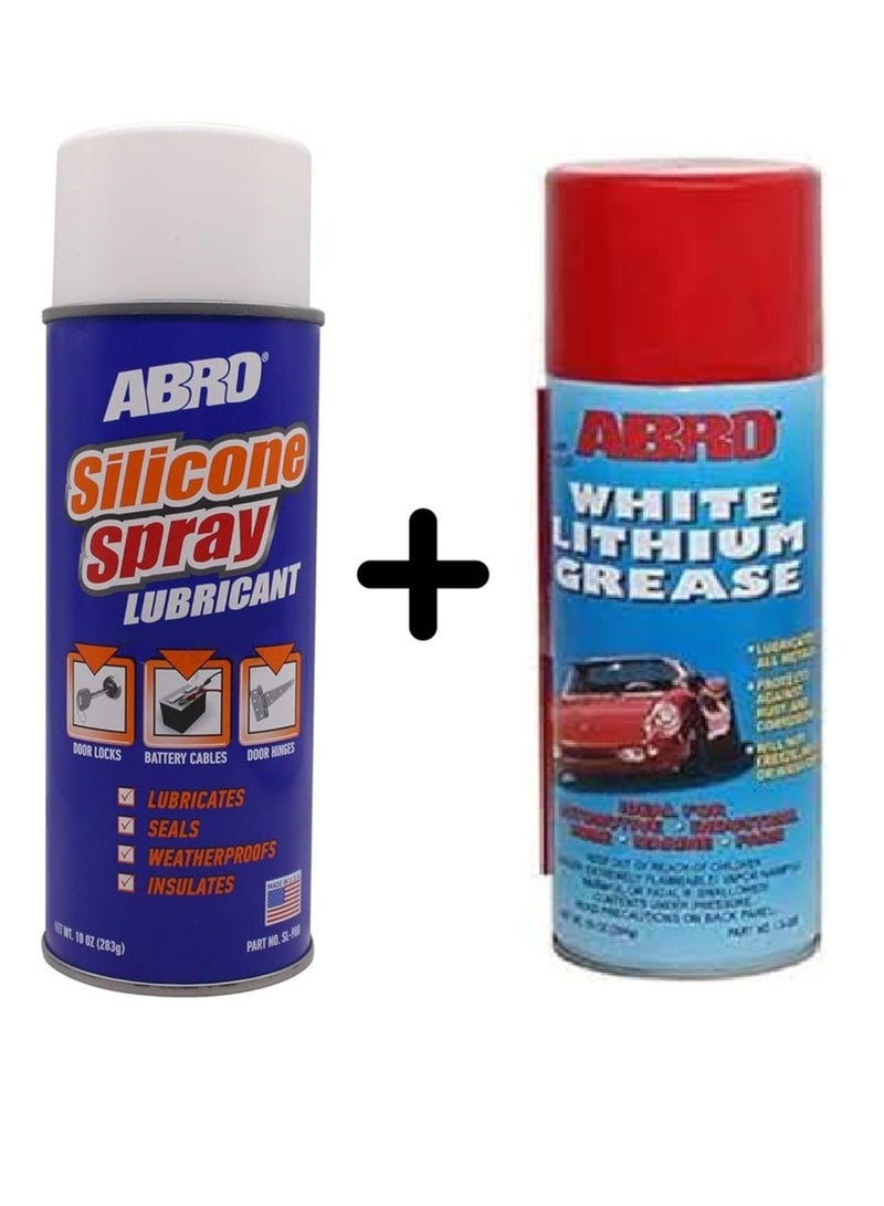 Abro Abro White Lithium Grease 284ml + Abro Silicone Spray for Battery Cable Lubrication 283ml - Image 1