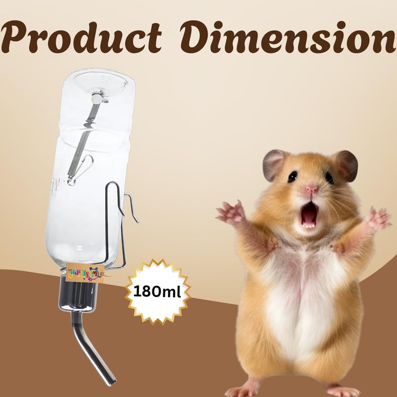 Western Era Hamster Transparent Water Bottle for Cage | Leak-Proof Dispenser | Drinking Feeder for Hamsters, Gerbils, Mice, Guinea Pigs, Rats, Ferrets & Small Animals | Cage Mounted (180ml) - Image 3