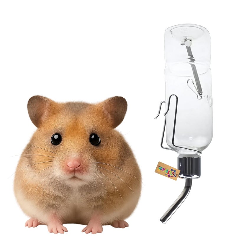 Western Era Hamster Transparent Water Bottle for Cage | Leak-Proof Dispenser | Drinking Feeder for Hamsters, Gerbils, Mice, Guinea Pigs, Rats, Ferrets & Small Animals | Cage Mounted (180ml) - Image 1