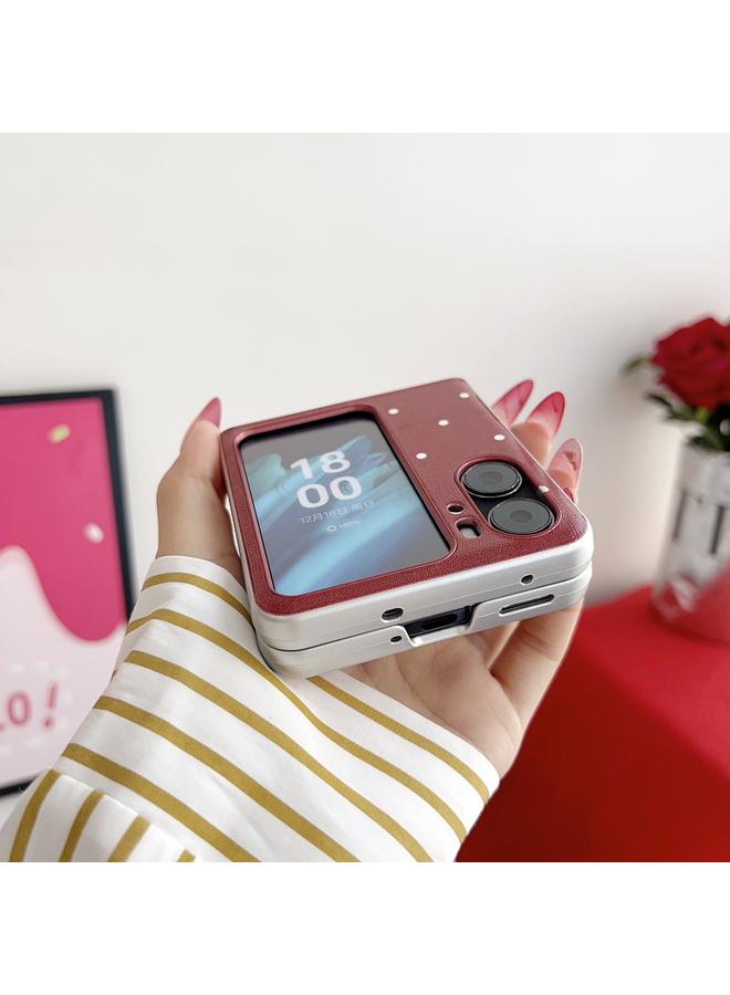 اس-توب جراب لهاتف OPPO Find N3، جراب قابل للطي بتصميم وشاح مطرز بنقشة الليتشي وكلاب - Image 4