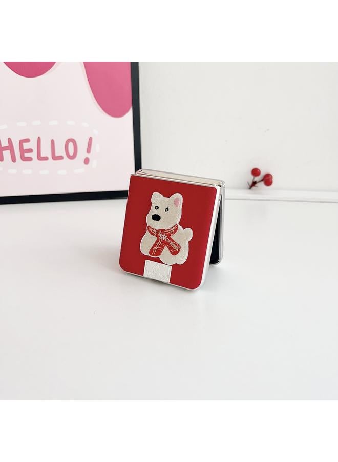 اس-توب جراب لهاتف OPPO Find N3، جراب قابل للطي بتصميم وشاح مطرز بنقشة الليتشي وكلاب - Image 3