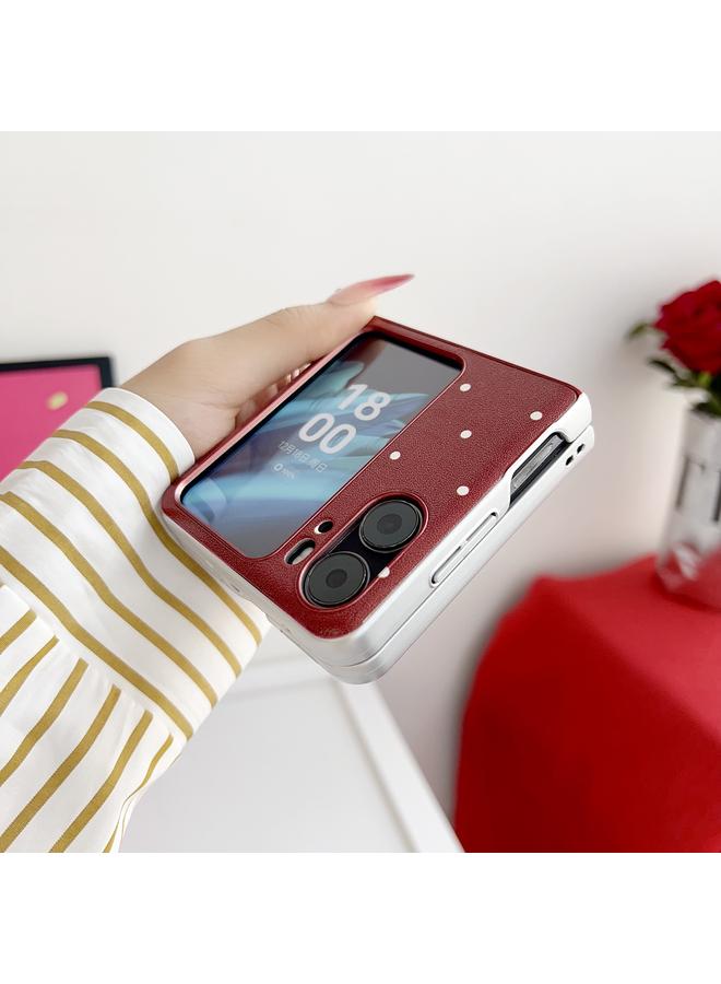 اس-توب جراب لهاتف OPPO Find N3، جراب قابل للطي بتصميم وشاح مطرز بنقشة الليتشي وكلاب - Image 5