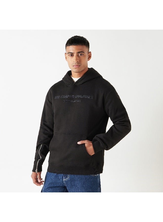 Lee Cooper Lee Cooper Logo Embroidered Hoodie with Zippered Long Sleeves  - Image 4