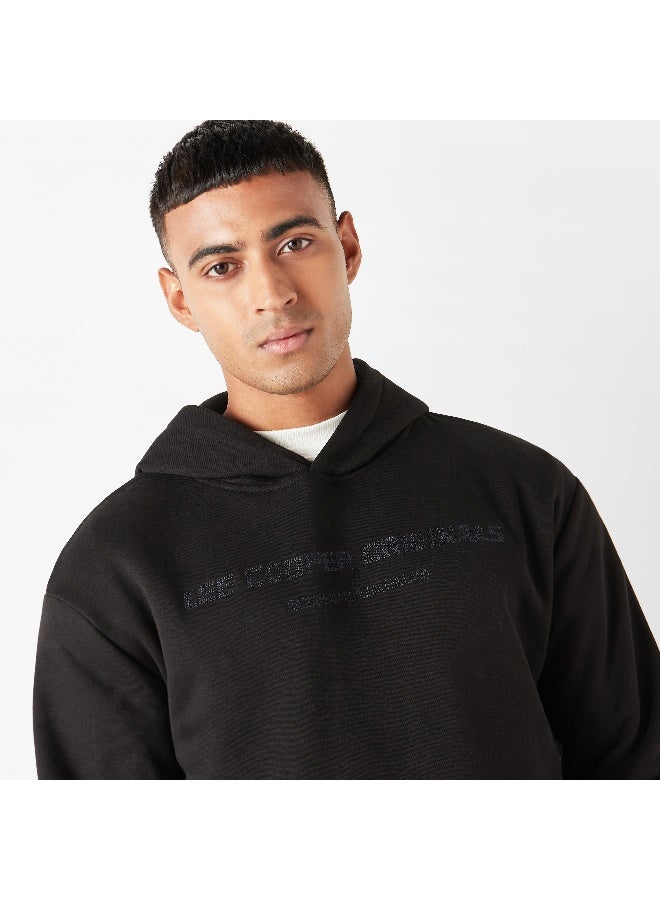 Lee Cooper Lee Cooper Logo Embroidered Hoodie with Zippered Long Sleeves  - Image 3