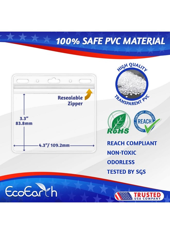 EcoEarth - Horizontal Card Protector With Soft Edge (Sealable 4X3 Inch 100 Pack) Waterproof Id Holder Card Holder Bulk Name Badge Holder Name Tag Holder Plastic Badge Holder Clear Card Id Badge - Image 1
