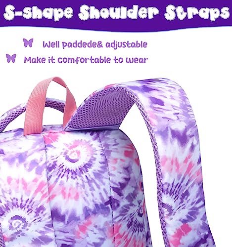 BLUEFAIRY Girls Backpack with Lunch Box Kids Bookbag Set Elemenatry School Bag 17" with insulated Lunch Bag Lunchbox Set Cute Back to School Gifts Mochilas Escolares para NiÃ±as Tie Dye Purple - Image 5