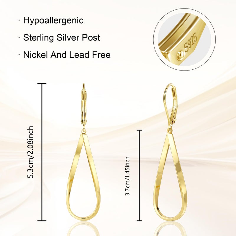 ALEXCRAFT Gold Teardrop Earrings for Women 14k Gold Plated Drop Leverback twisted Dangle Earrings Jewelry Hypoallergenic Statement Boho Leverback Teardrop Dangle Earring for Women Trendy Gift - Image 5