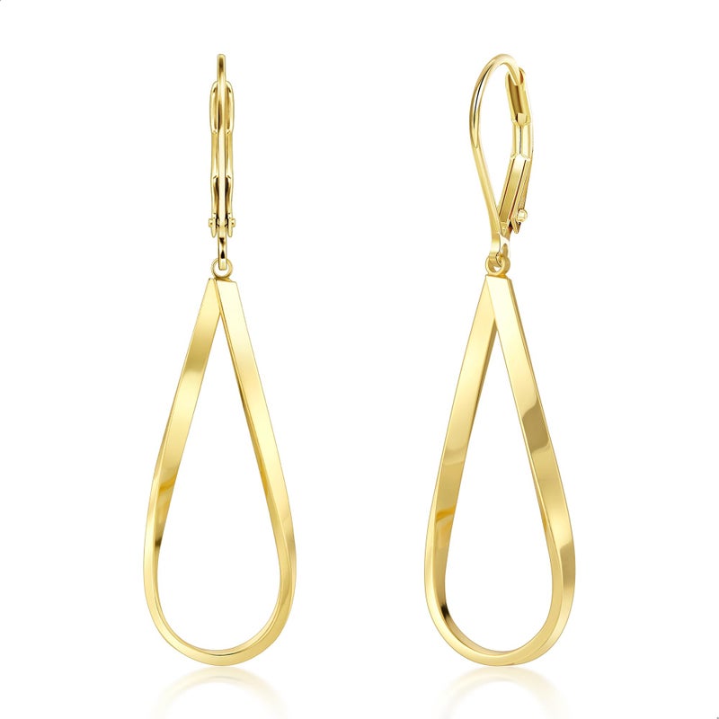 ALEXCRAFT Gold Teardrop Earrings for Women 14k Gold Plated Drop Leverback twisted Dangle Earrings Jewelry Hypoallergenic Statement Boho Leverback Teardrop Dangle Earring for Women Trendy Gift - Image 1