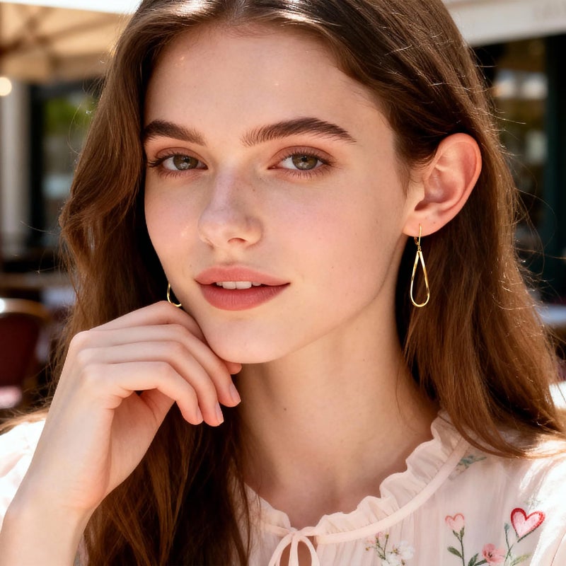 ALEXCRAFT Gold Teardrop Earrings for Women 14k Gold Plated Drop Leverback twisted Dangle Earrings Jewelry Hypoallergenic Statement Boho Leverback Teardrop Dangle Earring for Women Trendy Gift - Image 2