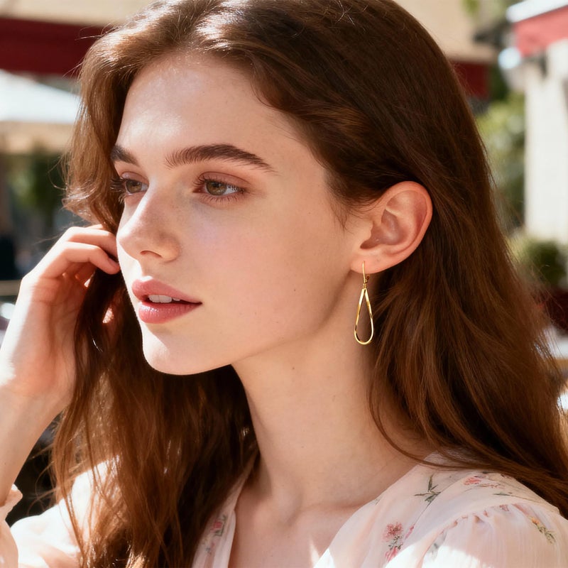 ALEXCRAFT Gold Teardrop Earrings for Women 14k Gold Plated Drop Leverback twisted Dangle Earrings Jewelry Hypoallergenic Statement Boho Leverback Teardrop Dangle Earring for Women Trendy Gift - Image 4