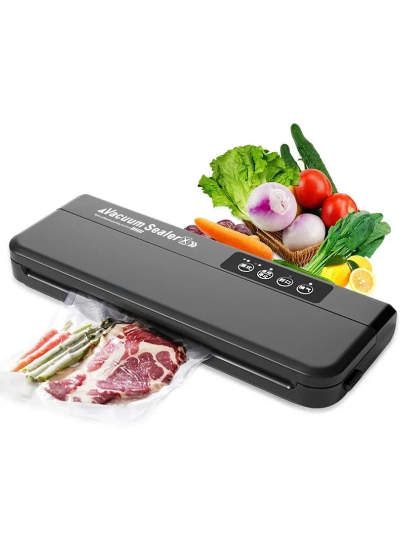 Food Preservation Machine Dual-purpose Dry Wet Moist Modes Sealing Vacuum Sealer 60KPA Fully Automatic with 10Pcs Bags Paper GY-F973 (Black)  - Image 1