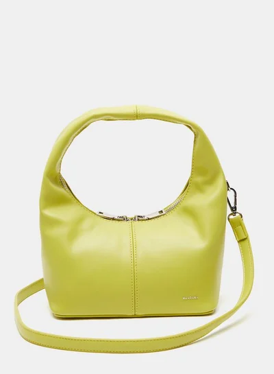 HAADANA Solid Hobo Bag with Detachable Strap and Zip Closure