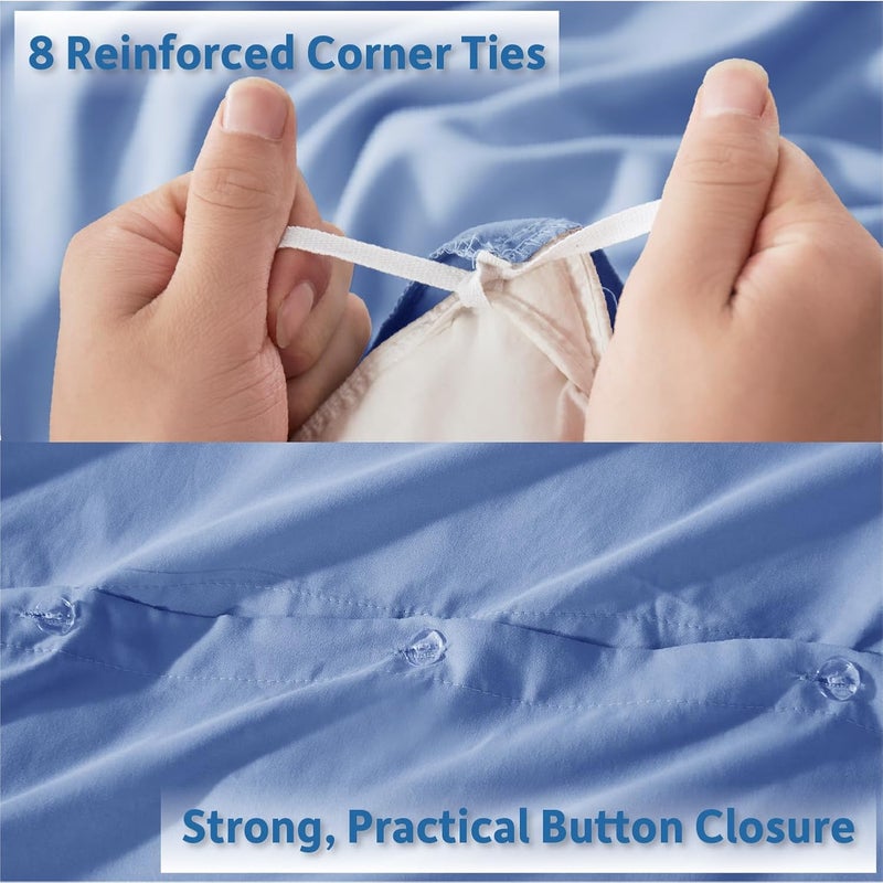 Nestl Twin Duvet Cover Set - Soft Double Brushed Calm Blue, 2 Piece with Button Closure - Image 4