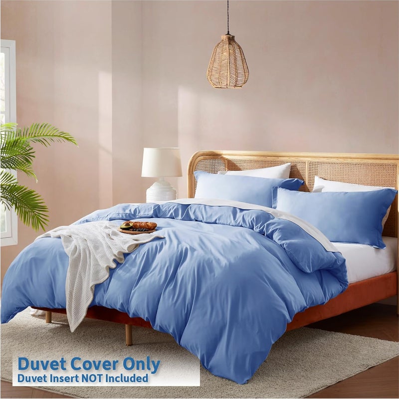 Nestl Twin Duvet Cover Set - Soft Double Brushed Calm Blue, 2 Piece with Button Closure - Image 2