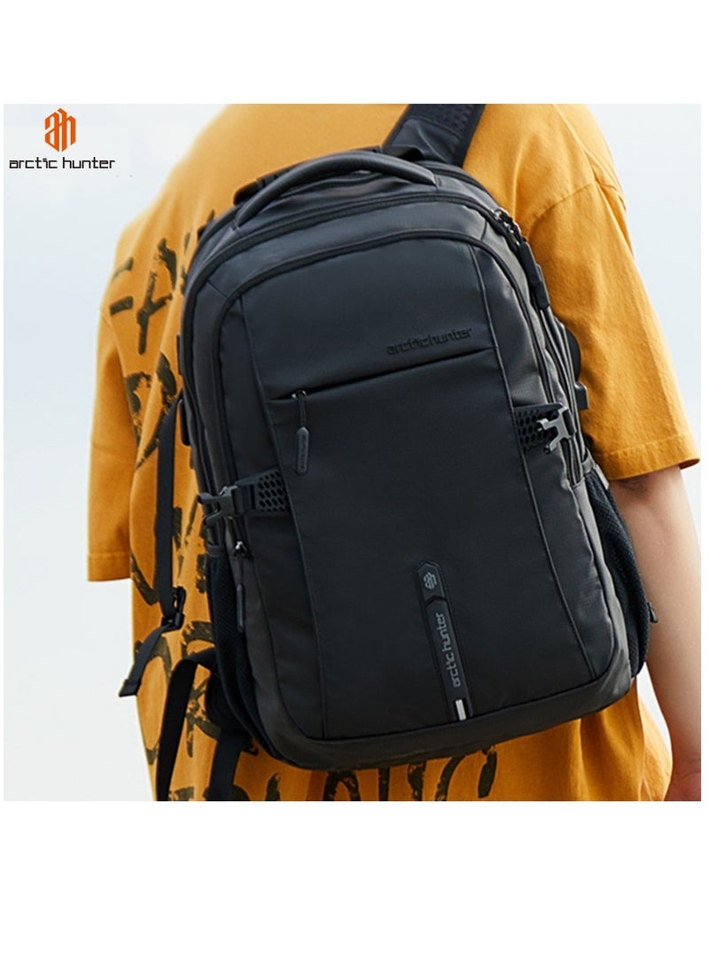 ARCTIC HUNTER Travel Daypack Water Repellant Scratch Resistant 30L Backpack with Built In USB/Headphone Port for Men and Women B00388 Black - Image 2