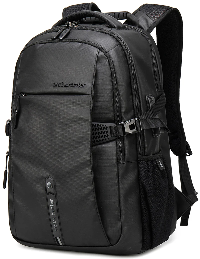 Arctic Hunter Travel Daypack Water Repellant Scratch Resistant 30L Backpack with Built In USB/Headphone Port for Men and Women, B00388, Black