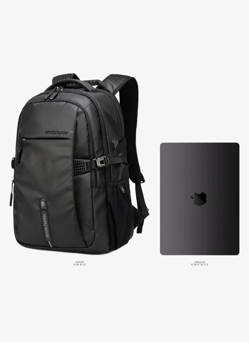 Arctic Hunter Black Travel Daypack Water Repellant Scratch Resistant 30L Backpack with Built In USB/Headphone Port for Men and Women, B00388, Black  | Best Price UAE