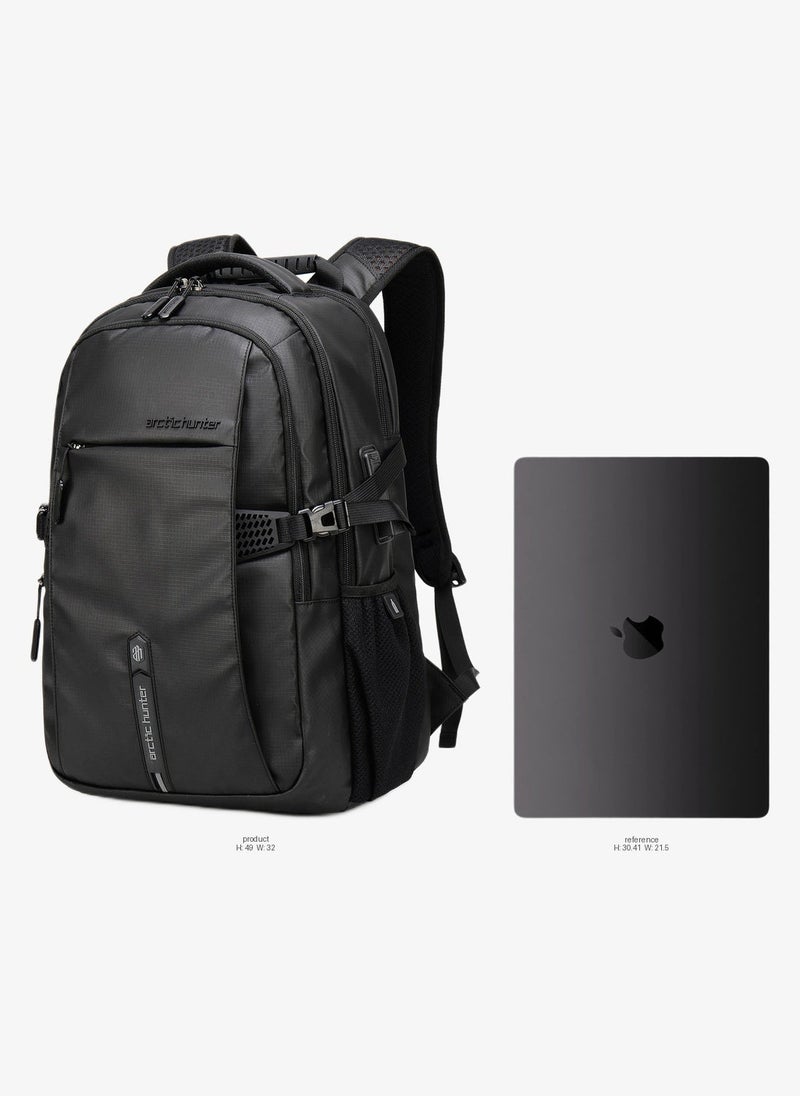 ARCTIC HUNTER Travel Daypack Water Repellant Scratch Resistant 30L Backpack with Built In USB/Headphone Port for Men and Women, B00388, Black - Image 3