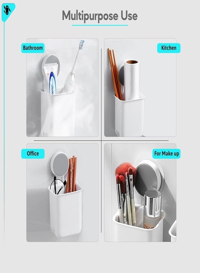 Vruta Toothbrush Holders for Bathroom Plastic Wall Mounted Self Adhesive Brush Holder, Toothpaste, Shaver, Razor & Makeup Brush Holder (2, Standerd) - Image 4