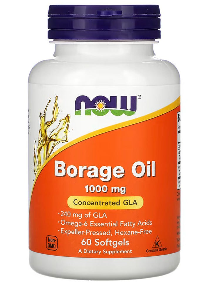 now Borage Oil Concentration Dietary Supplement - 60 Softgels - Image 1
